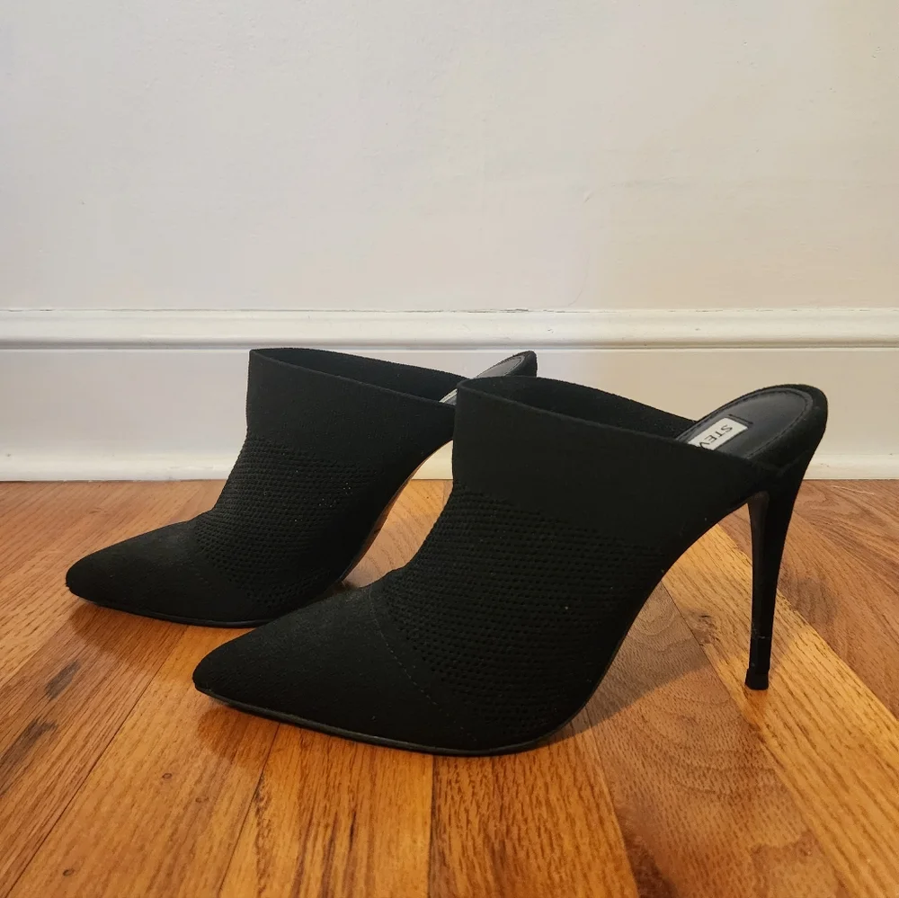 Steve Madden | Black Mesh Mule Stilettos